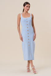 Lauren Striped Shell Button Maxi Dress