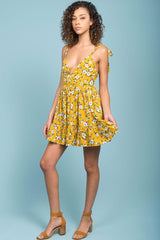 Elin Ruffled Casual Fall Dress Yellow