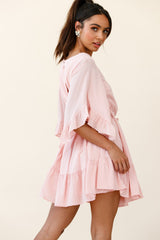 Joni Batwing Sleeve Waist Tie Dress Pink