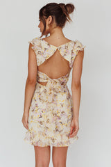 Make Memories Frill Strap Mini Dress Floral Yellow