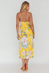 Suki Front Split Midi Dress Lily Mustard