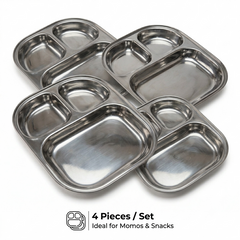 3-Partition Stainless Steel Plate