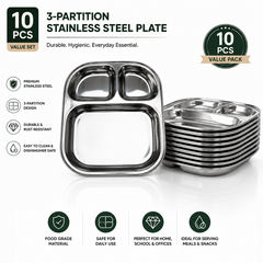 3-Partition Stainless Steel Plate