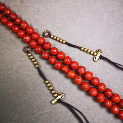 4mm Brass Prayer Bead Counters with Dorje Bell Pendant - Tibetan Buddhist art, detailed view