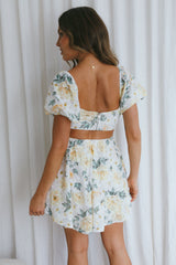 You're So Magic Cut-Out Mini Dress Floral Yellow