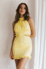 Giovana Halterneck Frill Mini Dress Lemon