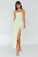 Ryanna Laced Bodice Split Midi Dress Yellow