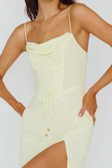 Ryanna Laced Bodice Split Midi Dress Yellow