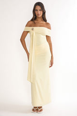 Evanthe Off-Shoulder Sash Maxi Dress Lemon