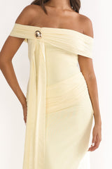 Evanthe Off-Shoulder Sash Maxi Dress Lemon