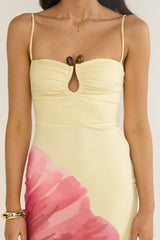 Orabella Waterdrop Wire Bust Maxi Dress Floral Butter