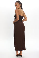 Karla Strapless Buckle Maxi Dress Coffee