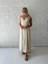 Adriene Beige Linen Midi Dress