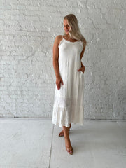 Alara Cream Embroidered Midi Dress