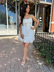Alex White Lace Tiered Mini Dress