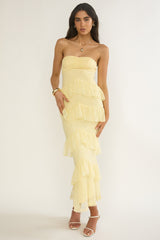 Dulce Dreams Sweetheart Neckline Lace Frill Maxi Dress Butter