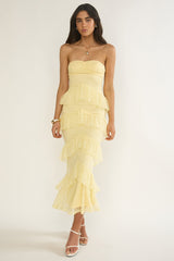 Dulce Dreams Sweetheart Neckline Lace Frill Maxi Dress Butter