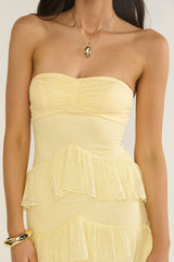 Dulce Dreams Sweetheart Neckline Lace Frill Maxi Dress Butter