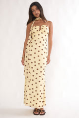 Raeva Strapless Scarf Maxi Dress Spotted Yellow