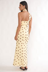 Raeva Strapless Scarf Maxi Dress Spotted Yellow