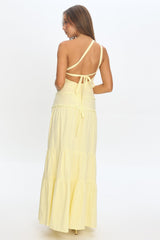 Rico One-Shoulder Strappy Back Maxi Dress Butter