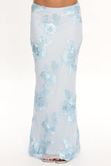 Golden Hours Maxi Skirt Embellished Light Blue
