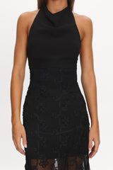 Savana Halterneck Embellished Maxi Dress Black
