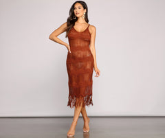 Boho-Chic Crochet Midi Dress