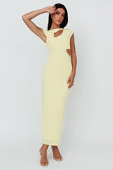 Elenice Cap Sleeve Cut-Out Midi Dress Lemon