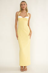 Briela Halter Bustier Maxi Dress Lemon