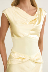 Tahlia Rae Mesh Waist Cap Sleeve Maxi Dress Butter