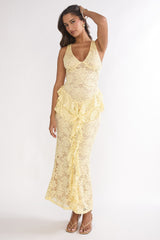 Serenella Peplum Lace Maxi Dress Butter