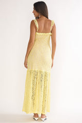 Noraya Lace Overlay Maxi Dress Lemon