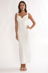 Zabrina Shirred Bust Maxi Dress Off White