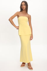 Vicci Strapless Flared Waist Maxi Dress Butter