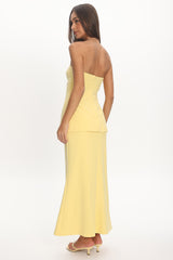 Vicci Strapless Flared Waist Maxi Dress Butter