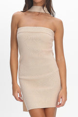 Tarant Ribbed Knit Mini Dress Sand