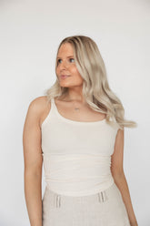 Carson Off White Cream Ribbed Tank Top