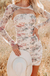 Inner Beauty Two Piece Floral Mini Dress (Cream/Multi)