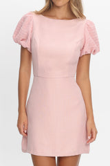 Overheard Puff Sleeve Mini Dress Pink
