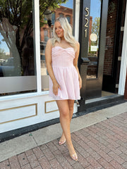 Jessie Pink Striped Strapless Mini Dress