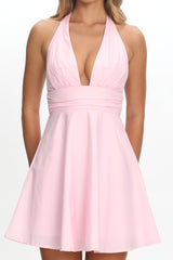 As It Was Halterneck A-Line Mini Dress Pink