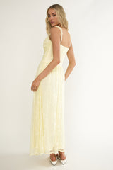 Dahlin Frill Strap Lace Overlay Maxi Dress Butter