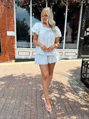 Lara White Puff Sleeve Babydoll Two Piece Set