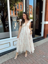 Lora Floral Pleated Midi Dress- Pink