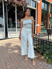 Noa Cream Wide Leg Jeans