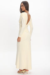 Gilded Long Sleeve Ruched Maxi Dress Butter