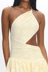 Call Back Cut-Out Waist Midi Dress Lace Butter