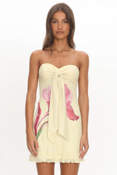 Evandra Sweetheart Neckline Strapless Mini Dress Lemon