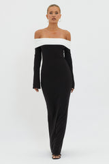 Sabrina Long Sleeve Off-Shoulder Maxi Dress Black